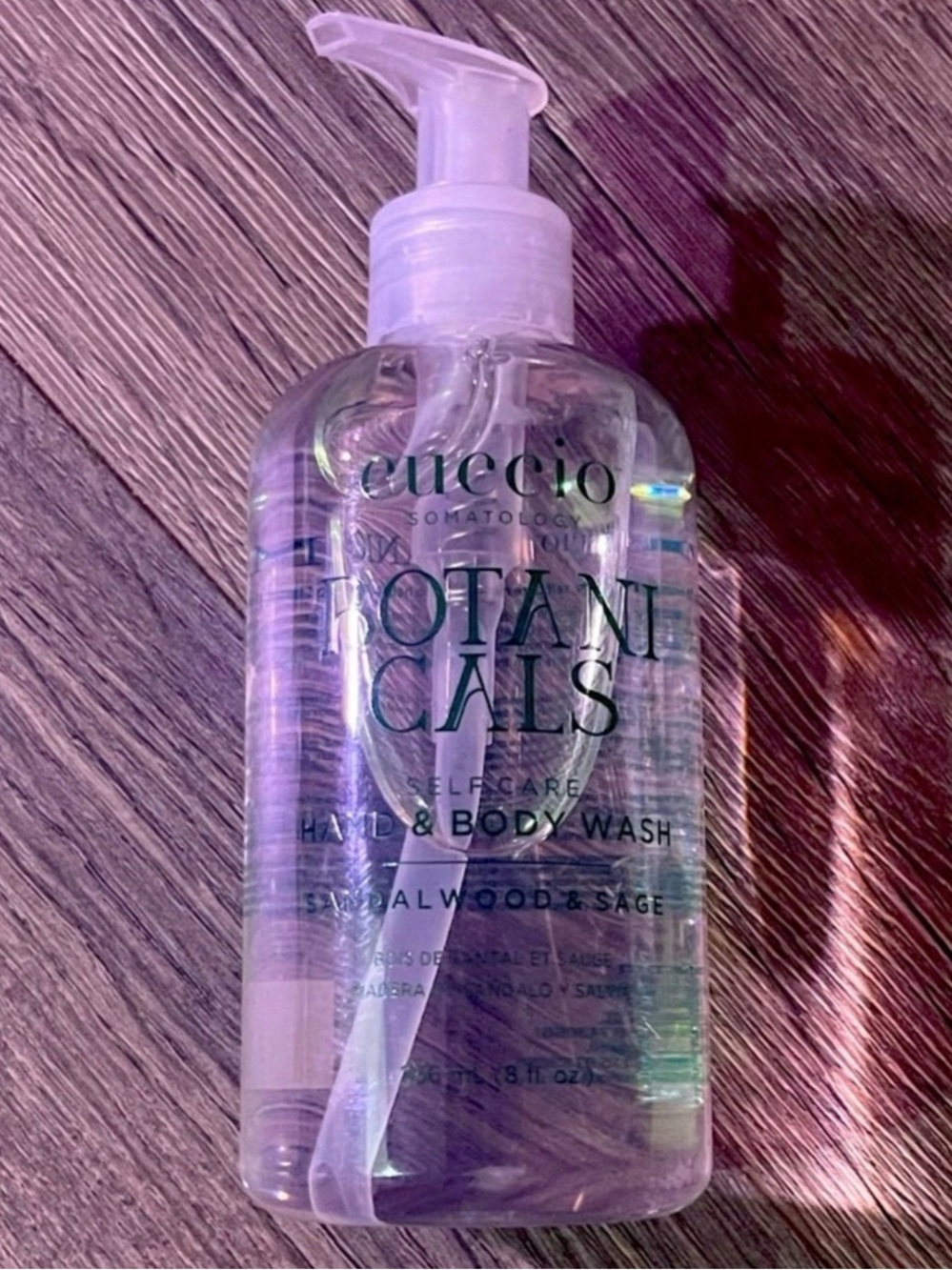 Cuccio Botanicals Hand & Body Wash - Sandalwood & Sage (Clear Bottle)